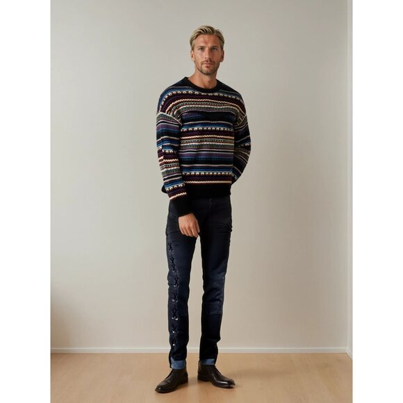 Florence Tricot Other - Vintage Florence Tricot Italy Coogi Style Sweater Men's Multicolor Striped Knit